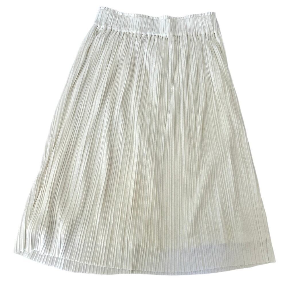 White Mastina Vintage Pleated Midi Skirt Double Lined - Size Extra Small